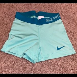 Mint Green Nike Pro Spandex Shorts